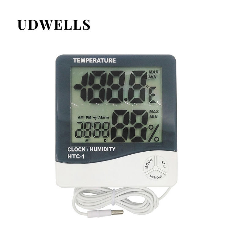 Termo-higrômetro digital com tela LCD grande para temperatura externa com efeito de estufa